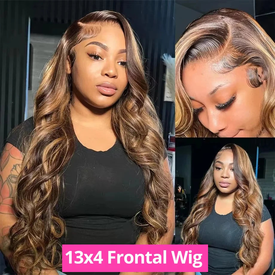 30 Inch Highlight Wig Human Hair Body Wave Human Hair Wigs Brazilian Blonde Ombre Lace Front Wig 13X4 13X6 Hd Lace Frontal Wig