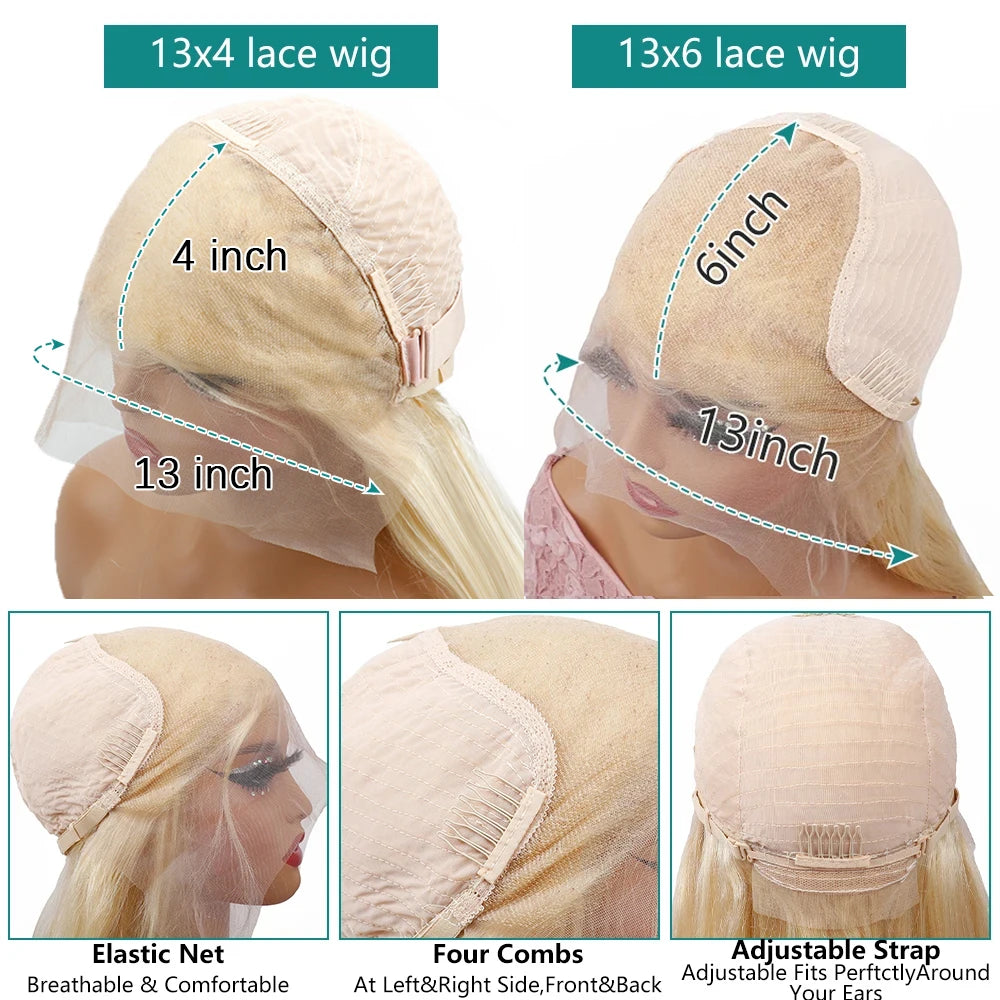 Blonde Body Wave Lace Front Wig HD Transparent 13X4 13X6 Frontal Human Hair 613 Pre Plucked Full Frontal Wigs 200% 40 46 Inch