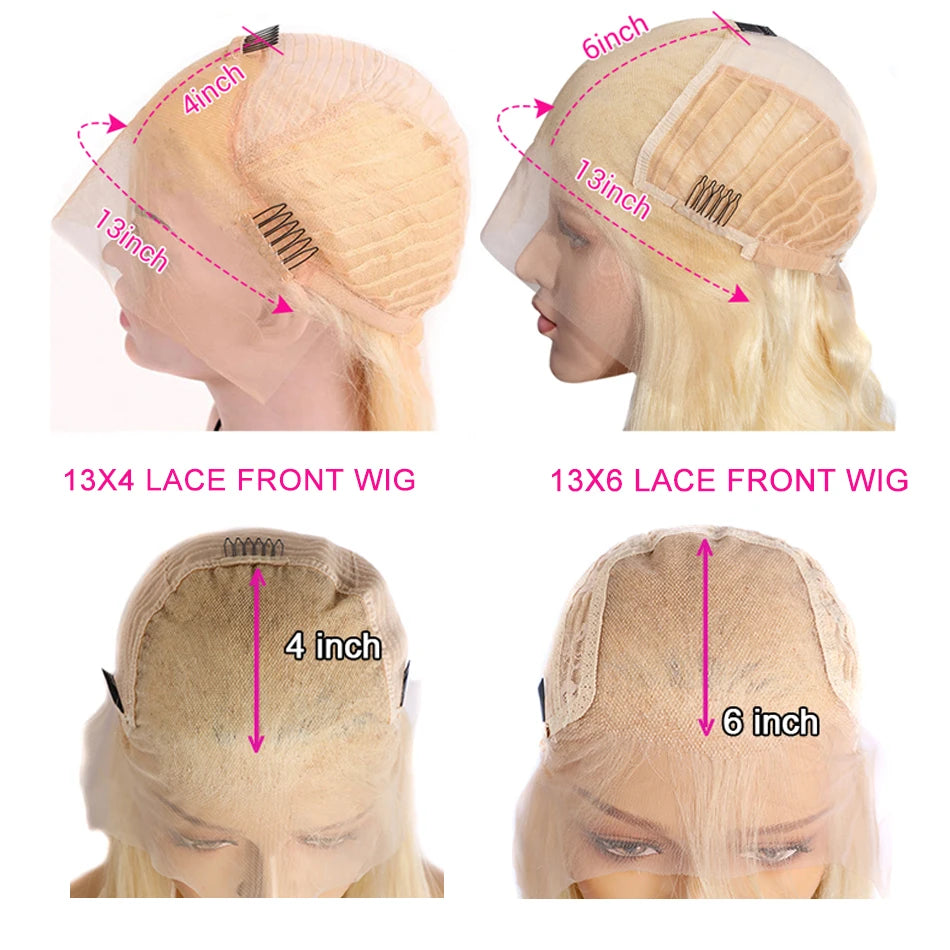13X6 HD Transparent 613 Blonde Lace Frontal Human Hair Wigs Brazilian Straight Lace Front Human Hair Wigs Can Be Dyed Any Color