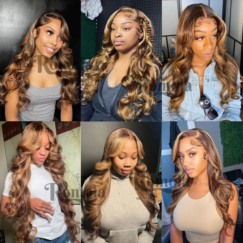 30 Inch Highlight Wig Human Hair Body Wave Human Hair Wigs Brazilian Blonde Ombre Lace Front Wig 13X4 13X6 Hd Lace Frontal Wig