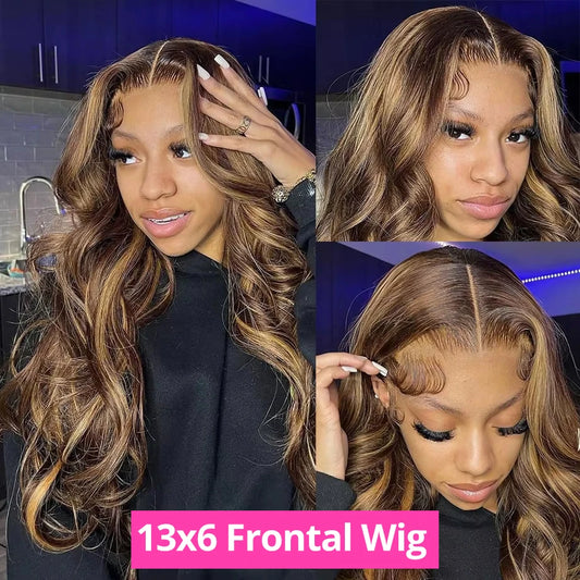 30 Inch Highlight Wig Human Hair Body Wave Human Hair Wigs Brazilian Blonde Ombre Lace Front Wig 13X4 13X6 Hd Lace Frontal Wig