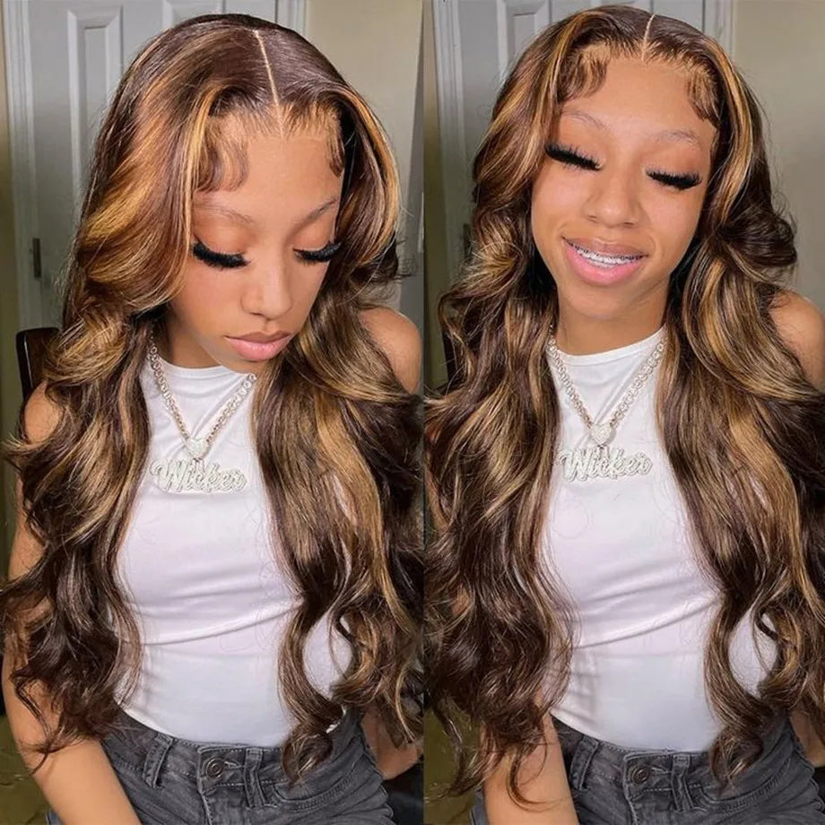 30 Inch Highlight Wig Human Hair Body Wave Human Hair Wigs Brazilian Blonde Ombre Lace Front Wig 13X4 13X6 Hd Lace Frontal Wig