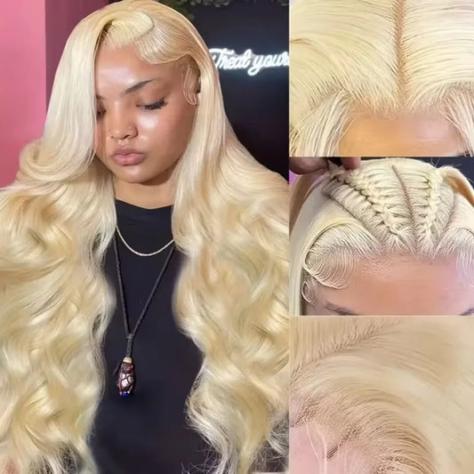 Blonde Body Wave Lace Front Wig HD Transparent 13X4 13X6 Frontal Human Hair 613 Pre Plucked Full Frontal Wigs 200% 40 46 Inch