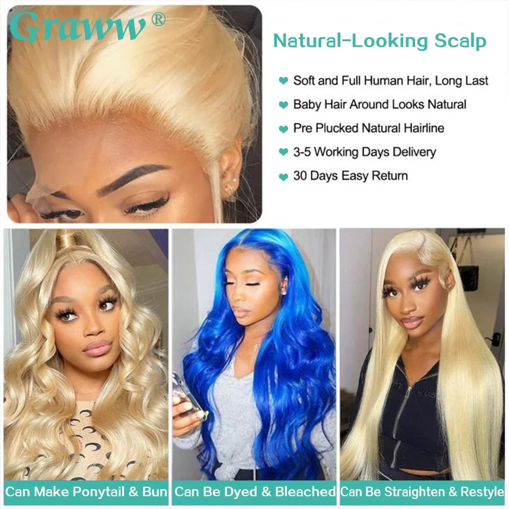 Blonde Body Wave Lace Front Wig HD Transparent 13X4 13X6 Frontal Human Hair 613 Pre Plucked Full Frontal Wigs 200% 40 46 Inch