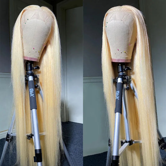 13X6 HD Transparent 613 Blonde Lace Frontal Human Hair Wigs Brazilian Straight Lace Front Human Hair Wigs Can Be Dyed Any Color